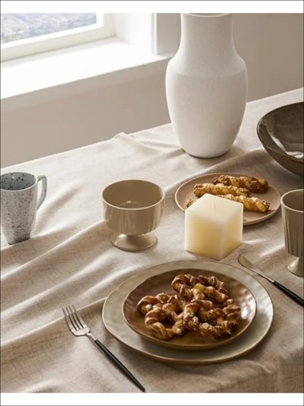 Farmhouse Linen Rectangle Tablecloth 60x104 Cotton Blend Wrinkle Resistant